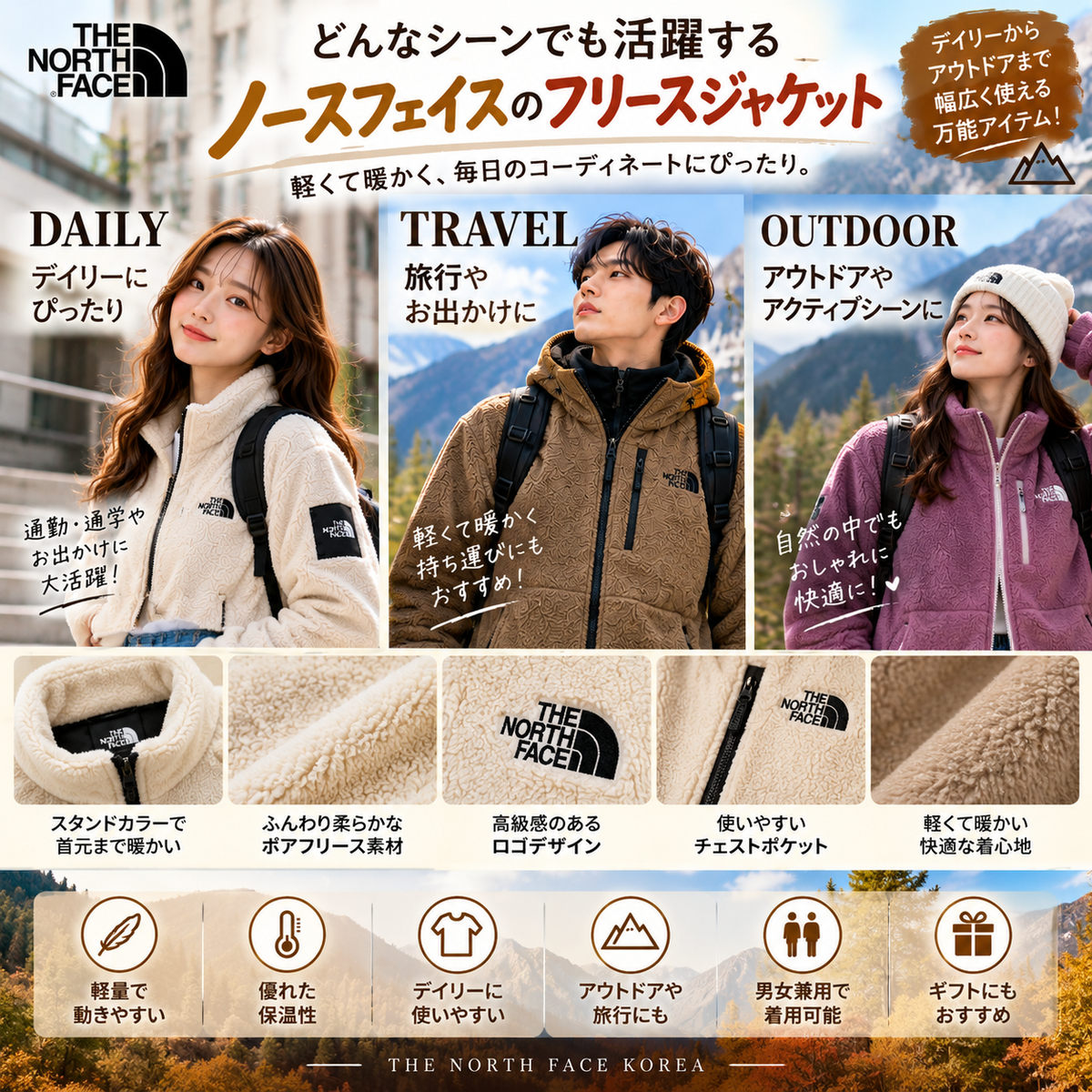 【THE NORTH FACE】 韓国限定 フリースジャケット 3タイプ
