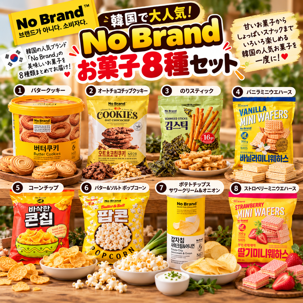 【韓国No Brand】人気お菓子8種セット